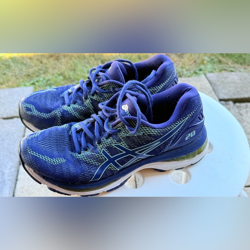 Asics Women's Gel Nimbus 20 Running Shoes Sneakers Blue Green Size 7.5 T850N